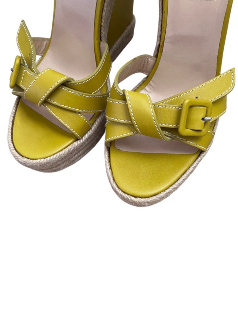 Christian Louboutin Zero Problem 140 Calf Rope Yellow Espadrilles Wedges Jute 38 - Picture 6 of 11